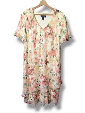 R&M Richards Floral Chiffon Dress 22W